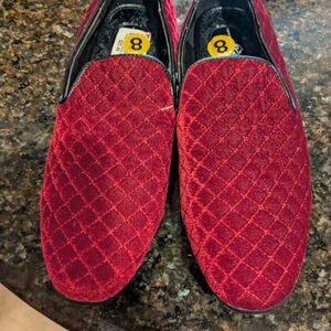 Men's Burgundy Quilted Slip-On Shoes